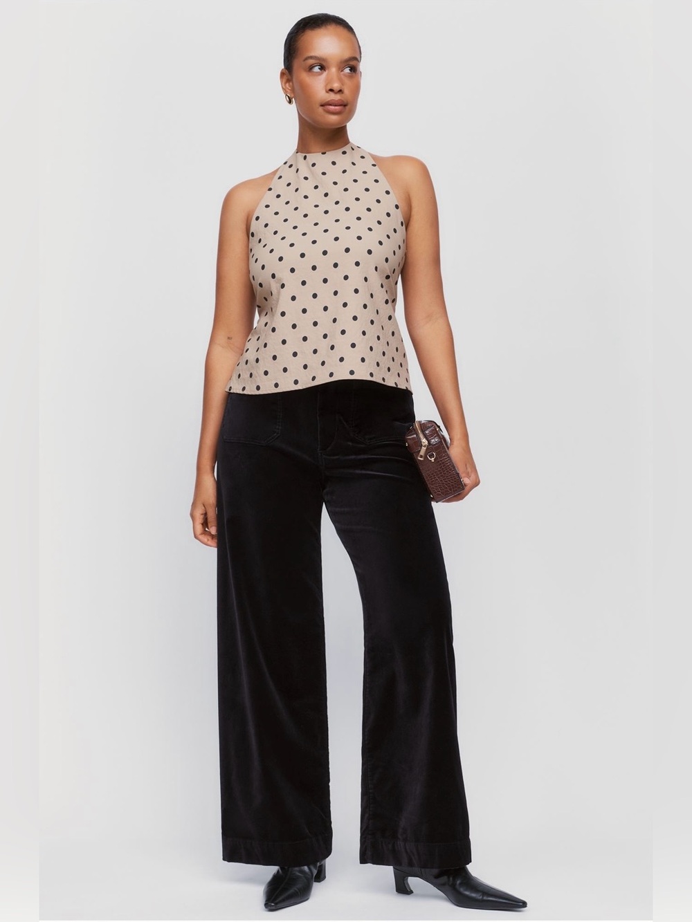 Anthropologie Maeve  Colette Full Length Velvet Pants in Black